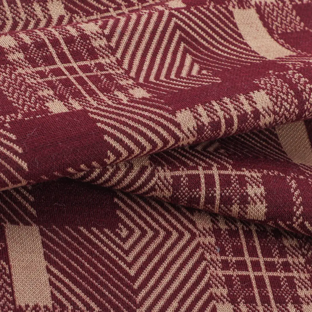 China Fabric for Polo T-shirt ,Loungewear,Tracksuits Weft Jacquard Knit Fabric Polyester Spandex Purplish red color buy from China wholesaler bulk order at wholesale price free worldwide shipping Alibaba