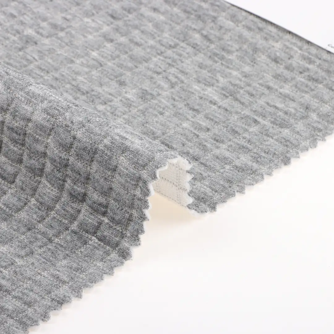 China Fabric for T-Shirt,Jogger,Loungewear Scuba Knit Fabric Polyester Recycled Cotton Spandex Gray color buy from China wholesaler bulk order at wholesale price free worldwide shipping Alibaba