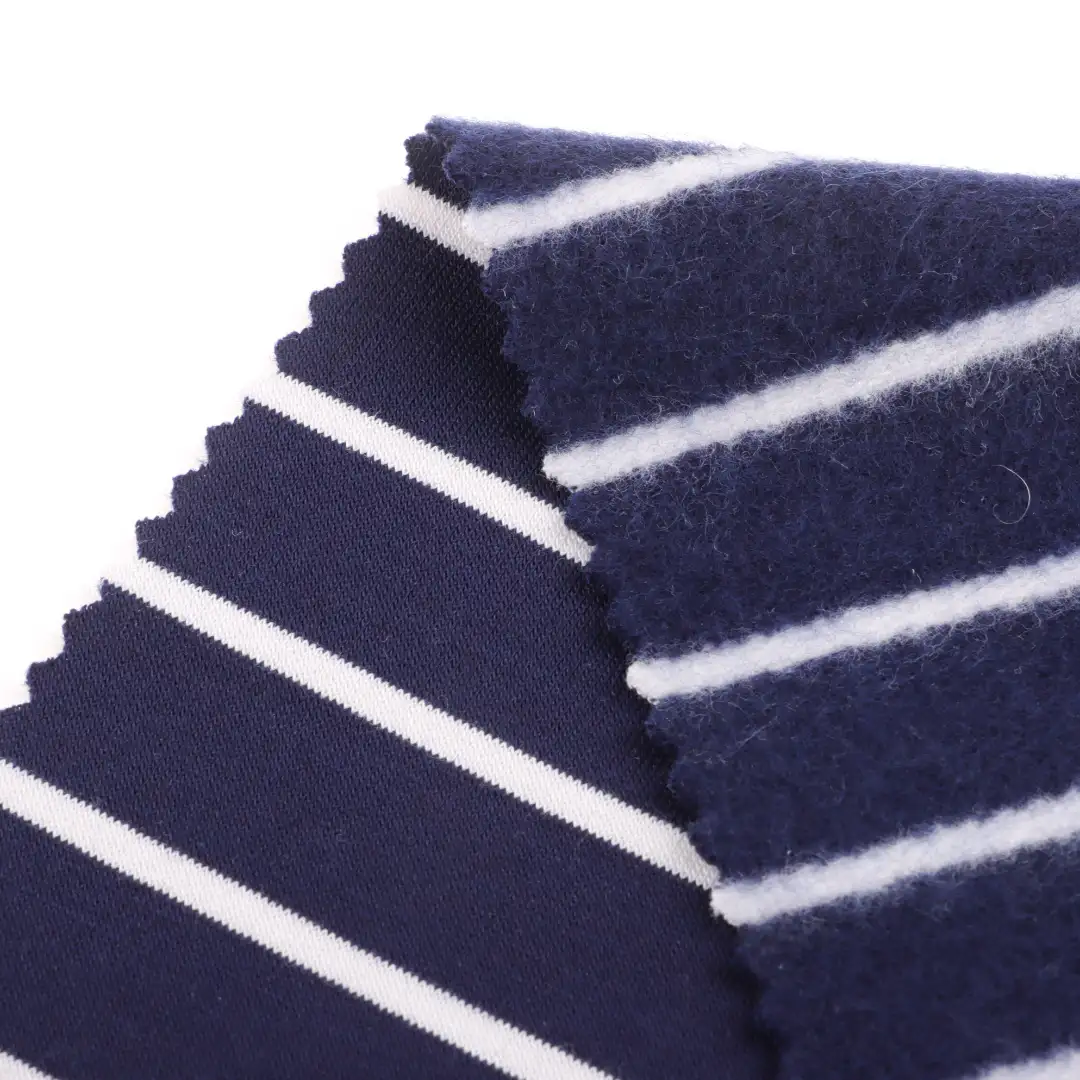 China Fabric for Polo Shirt,Crop Top,Jogger French Terry Knit Fabric Polyester Viscose Spandex Blue and white color buy from China wholesaler bulk order at wholesale price free worldwide shipping Alibaba