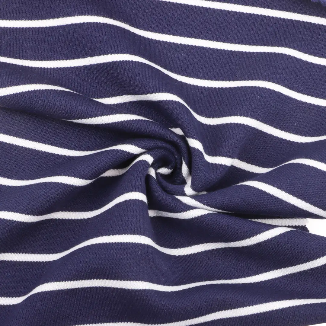 China Fabric for Polo Shirt,Crop Top,Jogger French Terry Knit Fabric Polyester Viscose Spandex Blue and white color buy from China wholesaler bulk order at wholesale price free worldwide shipping Alibaba