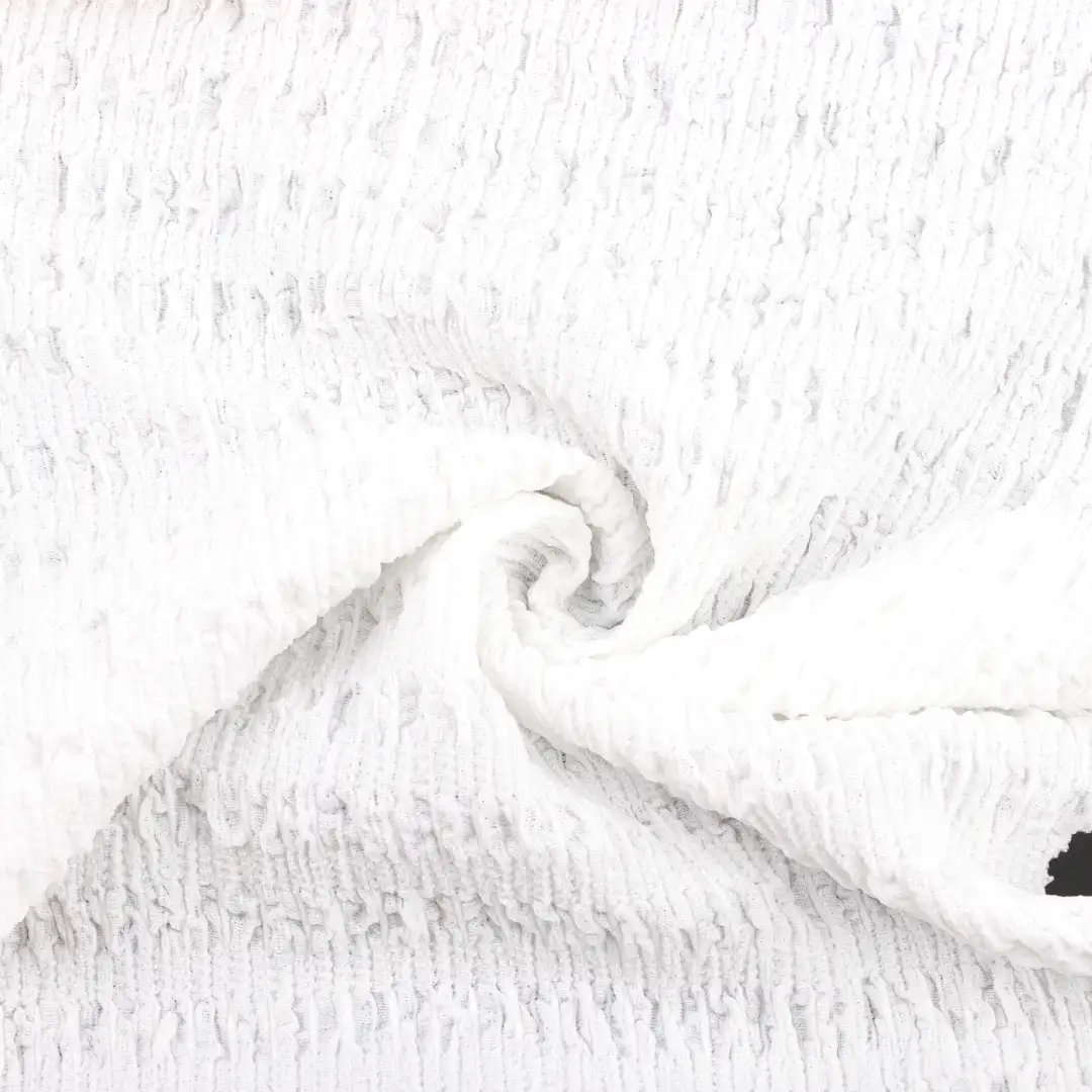 China Fabric for Crop Top,Skirt  Weft Jacquard Knit Fabric Polyester Spandex white color buy from China wholesaler bulk order at wholesale price free worldwide shipping Alibaba