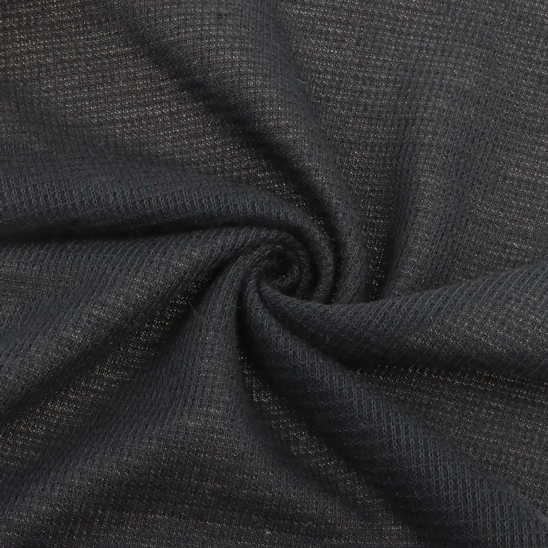 China Fabric for Crop Top,T-shirt ,Polo T-shirt  Waffle Knit Fabric Polyester BLACK color buy from China wholesaler bulk order at wholesale price free worldwide shipping Alibaba