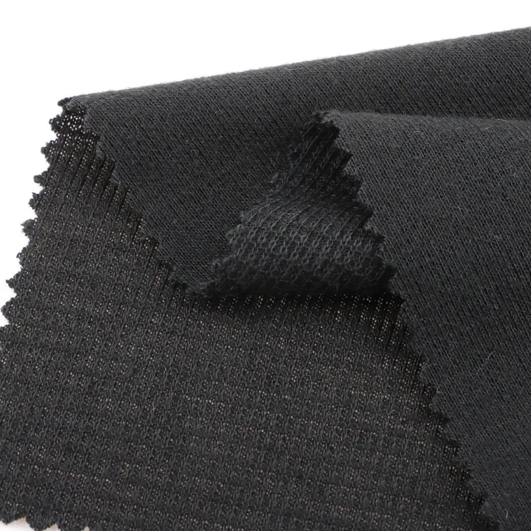 China Fabric for Crop Top,T-shirt ,Polo T-shirt  Waffle Knit Fabric Polyester BLACK color buy from China wholesaler bulk order at wholesale price free worldwide shipping Alibaba