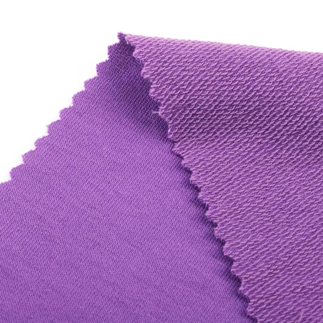 China Fabric for T-Shirt,Polo Shirt,Crop Top,Sweatshirt French Terry Knit Fabric Cotton Polyester Spandex violet color buy from China wholesaler bulk order at wholesale price free worldwide shipping Alibaba