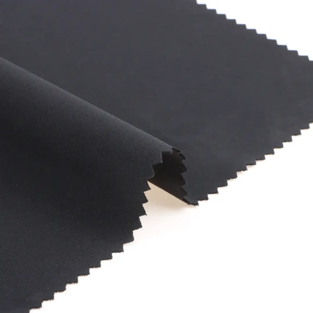 China Fabric for Jackets,Trench Coat Composite fabric Synthetic Woven Fabric Polyester Spandex BLACK color buy from China wholesaler bulk order at wholesale price free worldwide shipping Alibaba