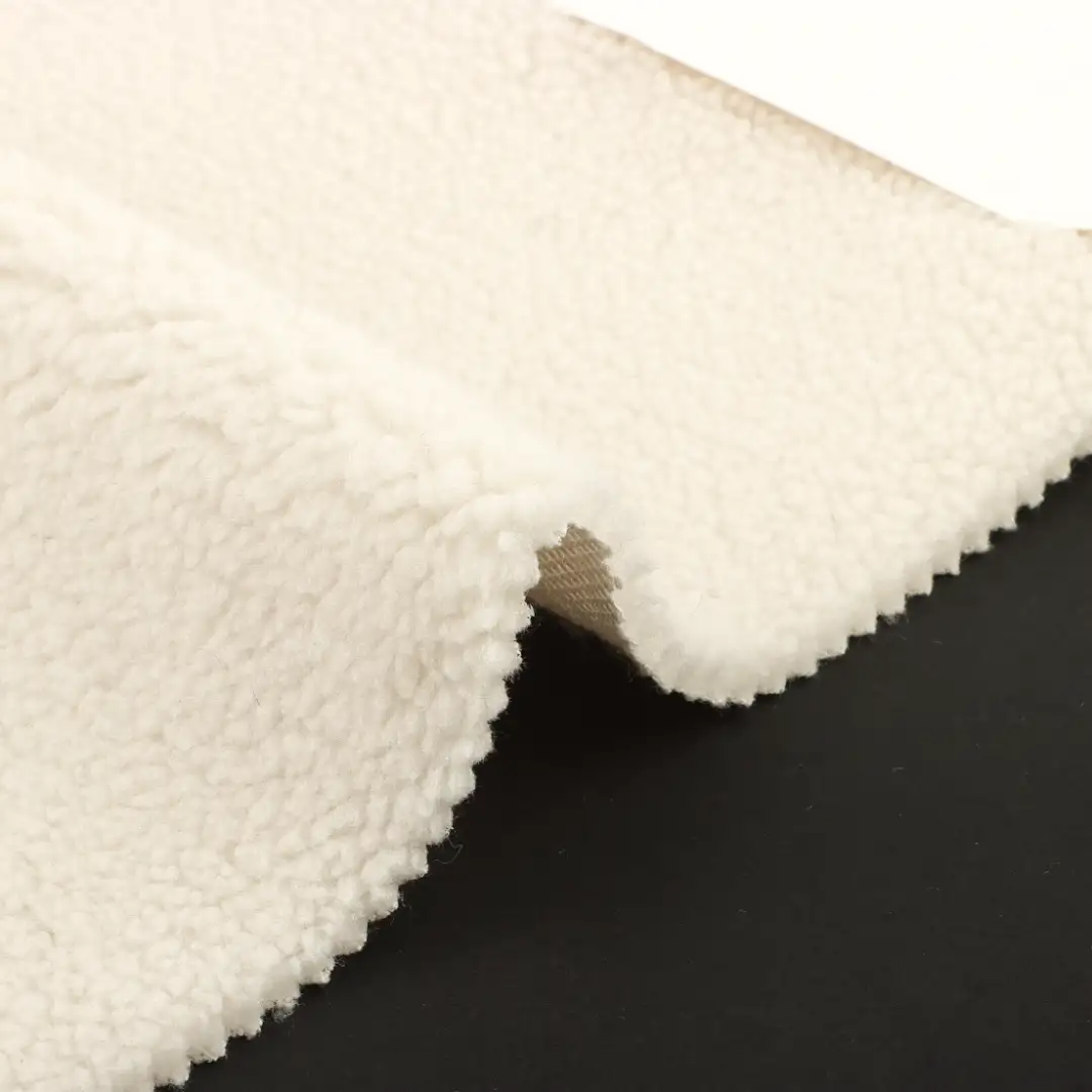 China Fabric for Padded Jacket,Sweatshirt,Kids Cloak Style Short Coat Sherpa Knit Fabric Polyester off-white color buy from China wholesaler bulk order at wholesale price free worldwide shipping Alibaba