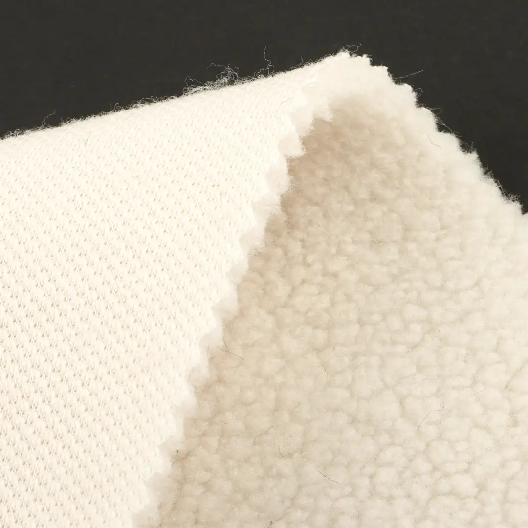 China Fabric for Padded Jacket,Sweatshirt,Kids Cloak Style Short Coat Sherpa Knit Fabric Polyester off-white color buy from China wholesaler bulk order at wholesale price free worldwide shipping Alibaba