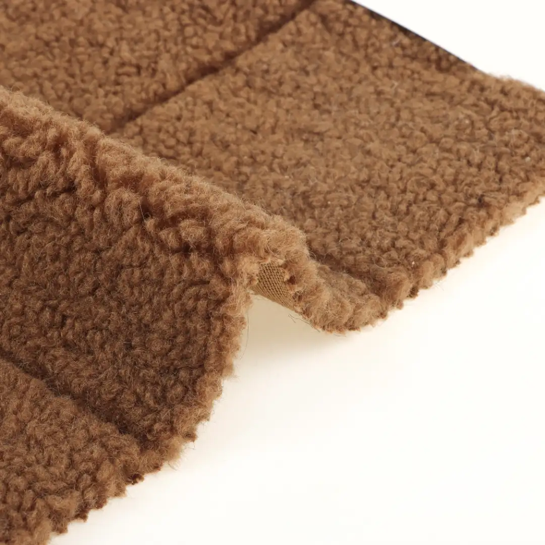 China Fabric for Jackets,Overcoat,Sweatshirt Sherpa Knit Fabric Polyester Brown color buy from China wholesaler bulk order at wholesale price free worldwide shipping Alibaba