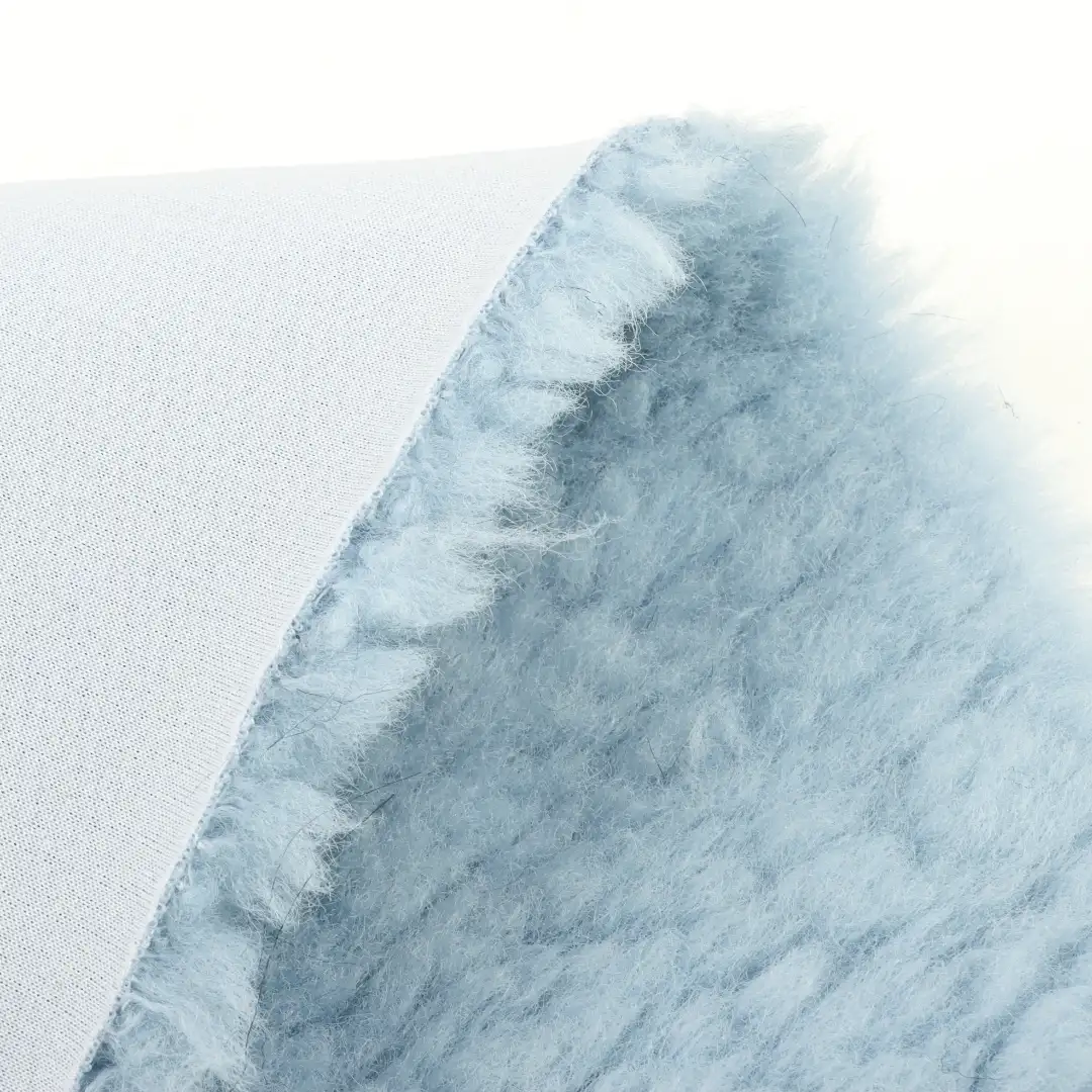 China Fabric for Jackets,Overcoat,Hoodie  (Sweater) Sherpa Knit Fabric Polyester blue color buy from China wholesaler bulk order at wholesale price free worldwide shipping Alibaba