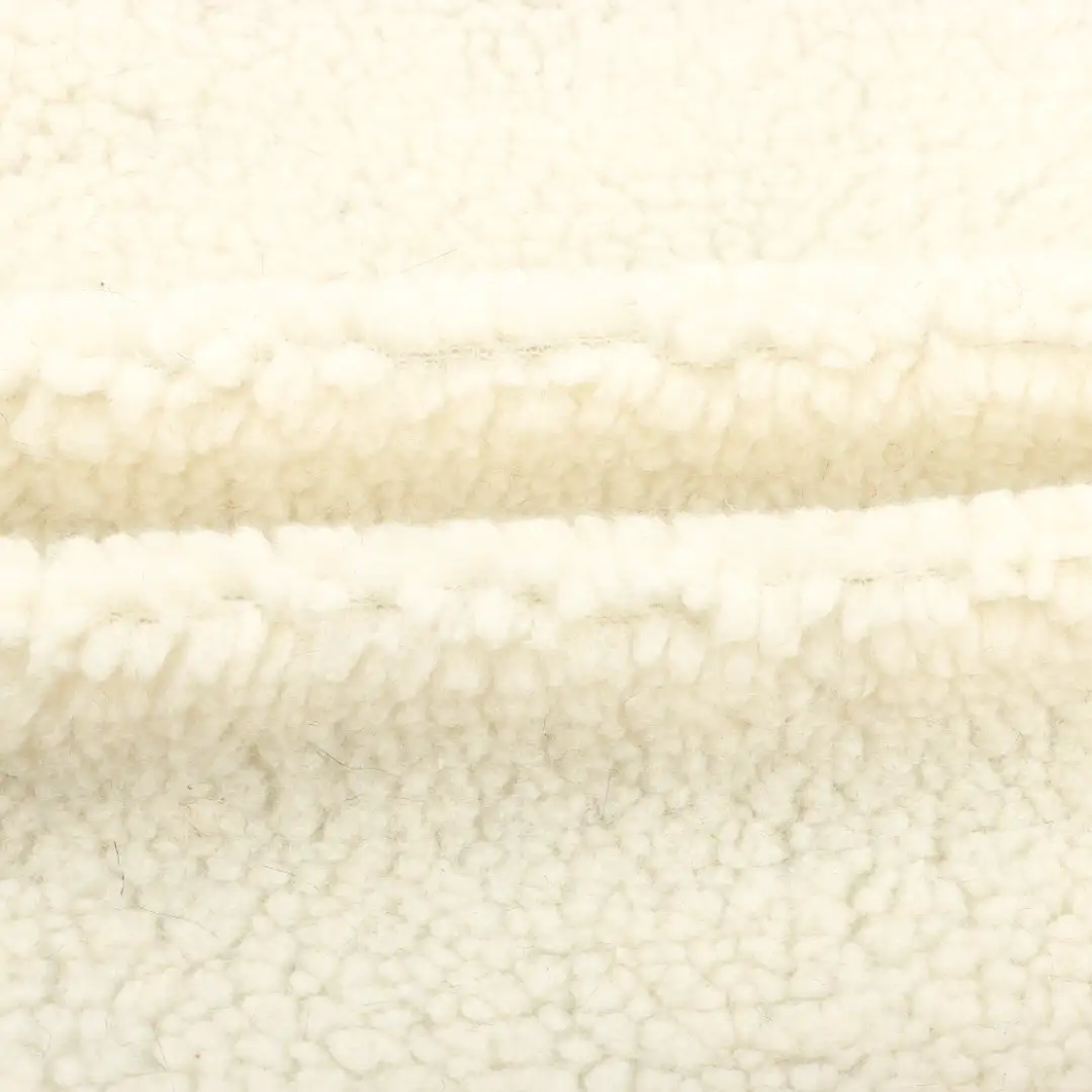 China Fabric for Jackets Sherpa Knit Fabric Polyester cream color buy from China wholesaler bulk order at wholesale price free worldwide shipping Alibaba
