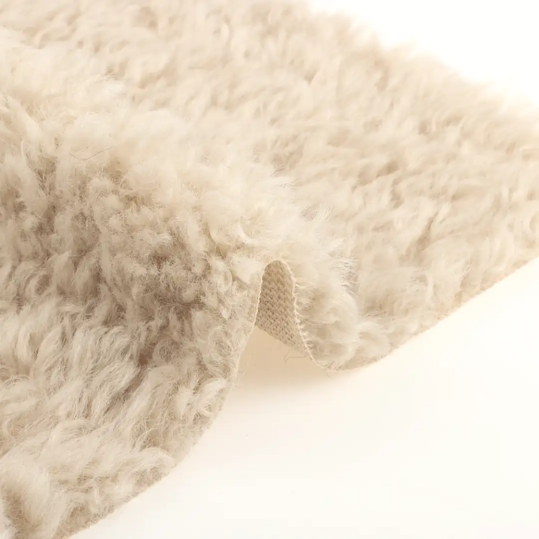 China Fabric for Jackets,Overcoat Teddy Knit Fabric Polyester Beige color buy from China wholesaler bulk order at wholesale price free worldwide shipping Alibaba
