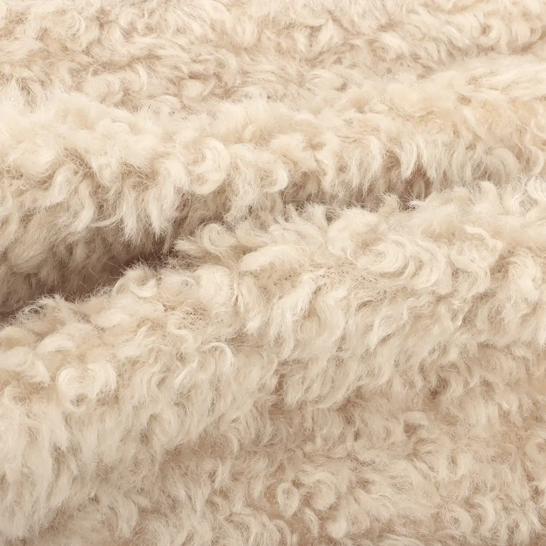 China Fabric for Jackets,Overcoat Teddy Knit Fabric Polyester Beige color buy from China wholesaler bulk order at wholesale price free worldwide shipping Alibaba