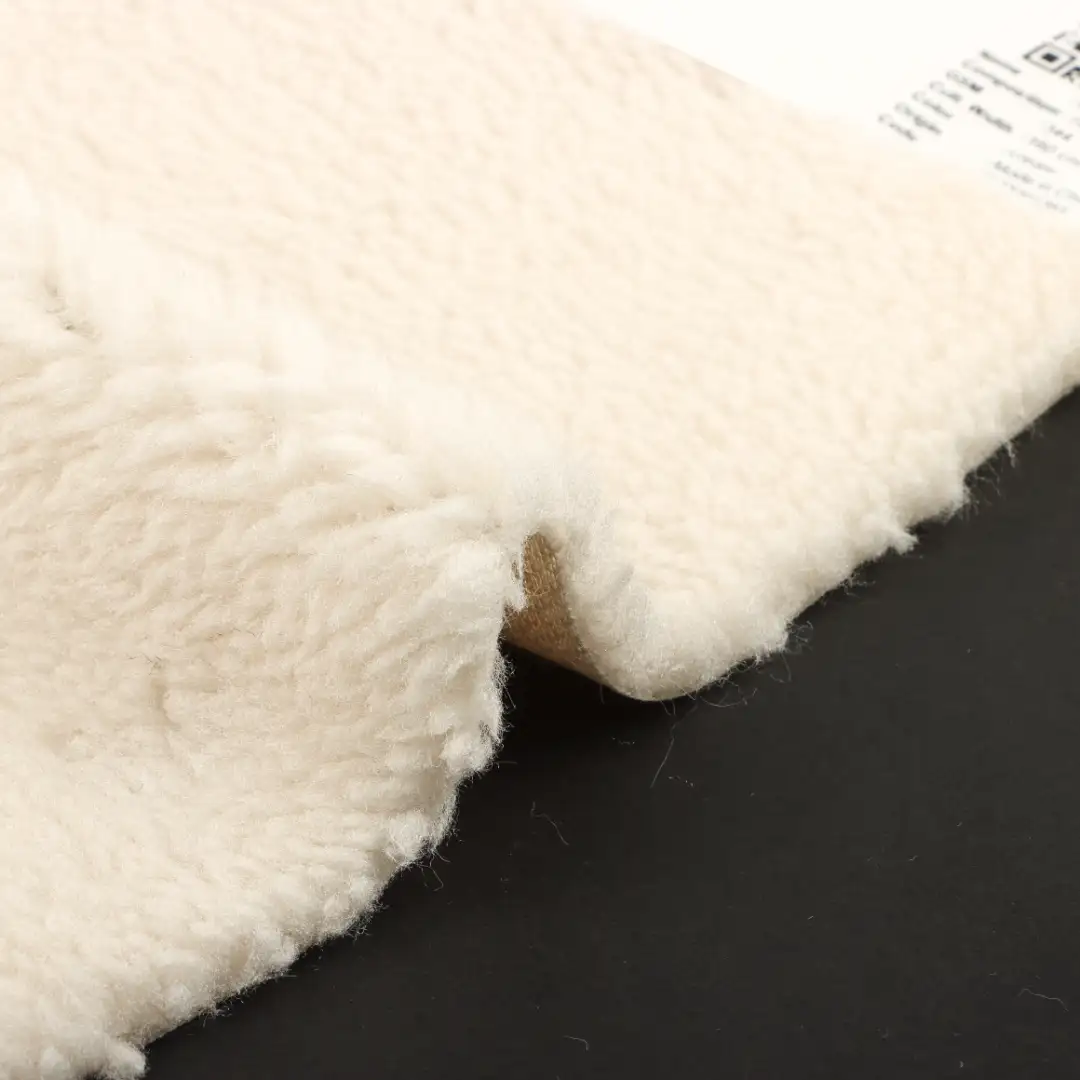 China Fabric for Jackets,Overcoat Sherpa Knit Fabric Polyester cream color buy from China wholesaler bulk order at wholesale price free worldwide shipping Alibaba