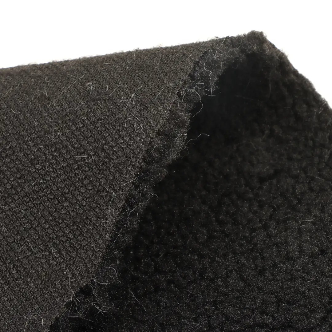 China Fabric for Jackets,Hoodie,Sweatshirt Sherpa Knit Fabric Polyester BLACK color buy from China wholesaler bulk order at wholesale price free worldwide shipping Alibaba