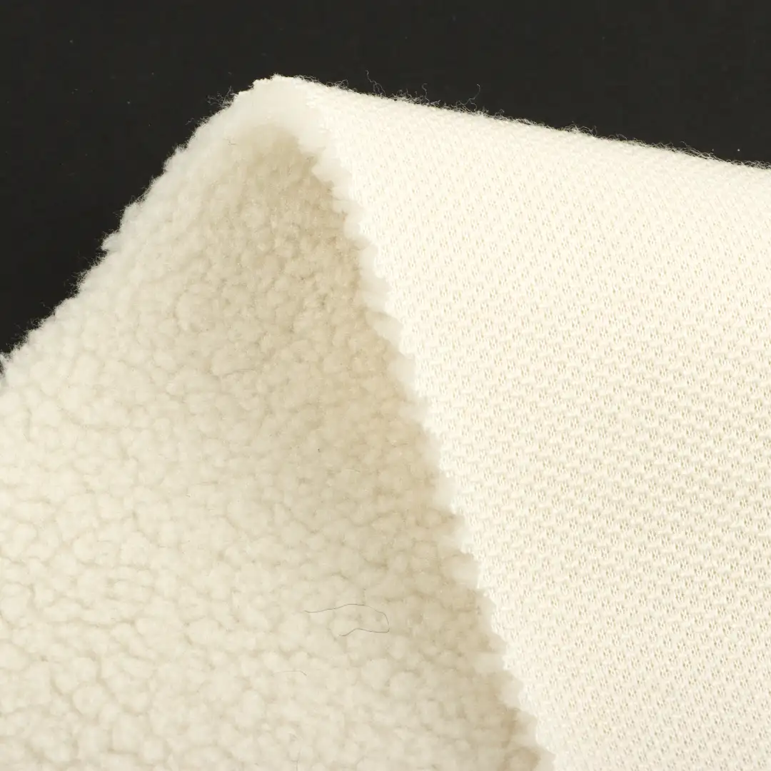 China Fabric for Jackets,Tank Top,Hoodie,Overcoat Sherpa Knit Fabric Polyester off-white color buy from China wholesaler bulk order at wholesale price free worldwide shipping Alibaba