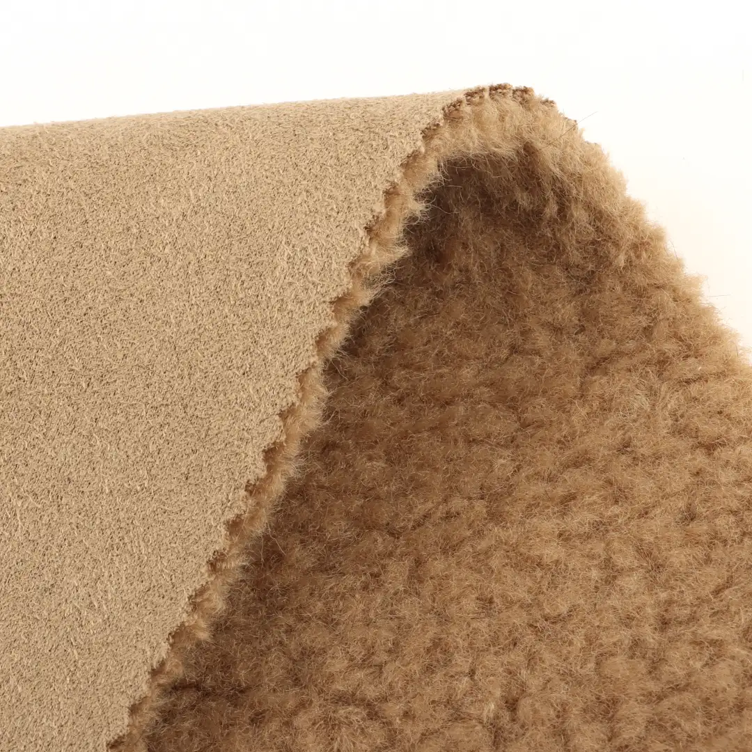 China Fabric for Jackets,Overcoat Sherpa Knit Fabric Polyester Camel color buy from China wholesaler bulk order at wholesale price free worldwide shipping Alibaba