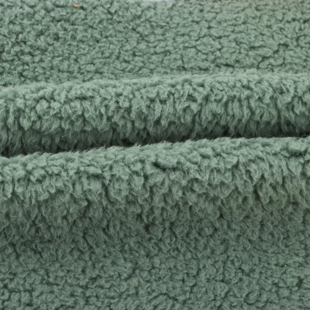 China Fabric for Overcoat,Loungewear Double-side fleece Knit Fabric Polyester green color buy from China wholesaler bulk order at wholesale price free worldwide shipping Alibaba