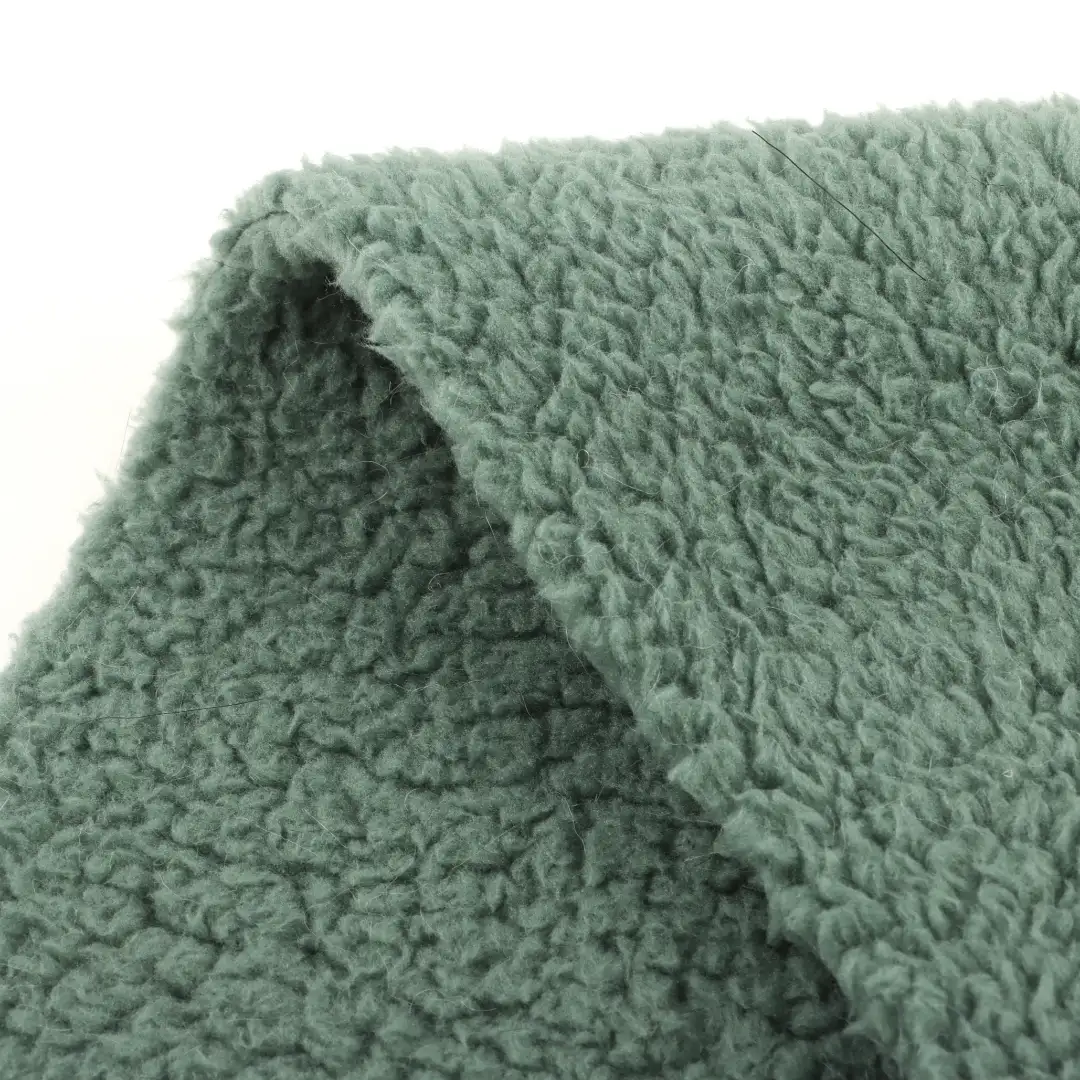 China Fabric for Overcoat,Loungewear Double-side fleece Knit Fabric Polyester green color buy from China wholesaler bulk order at wholesale price free worldwide shipping Alibaba