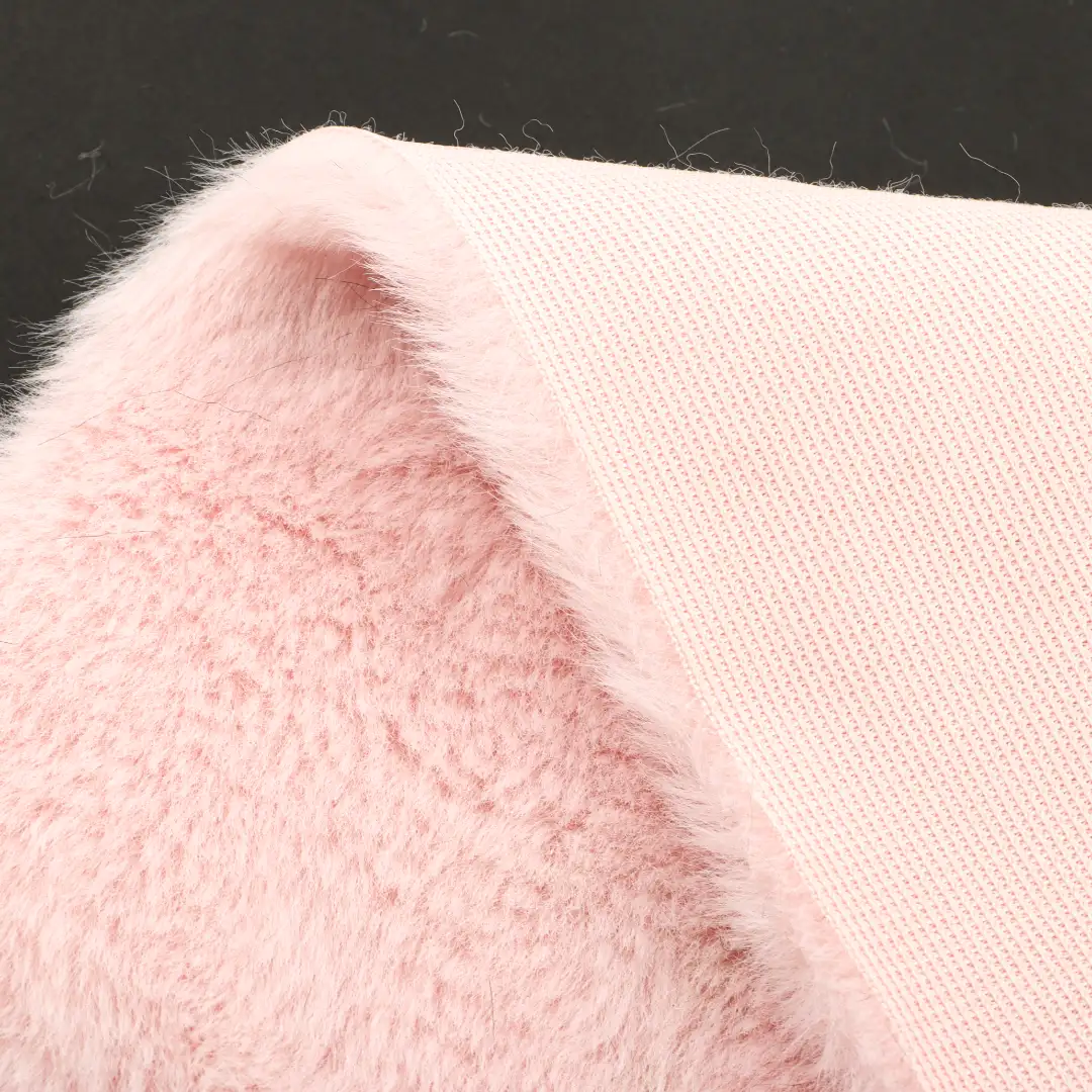 China Fabric for Jackets,Overcoat Fake Fur Knit Fabric Polyester pink color buy from China wholesaler bulk order at wholesale price free worldwide shipping Alibaba
