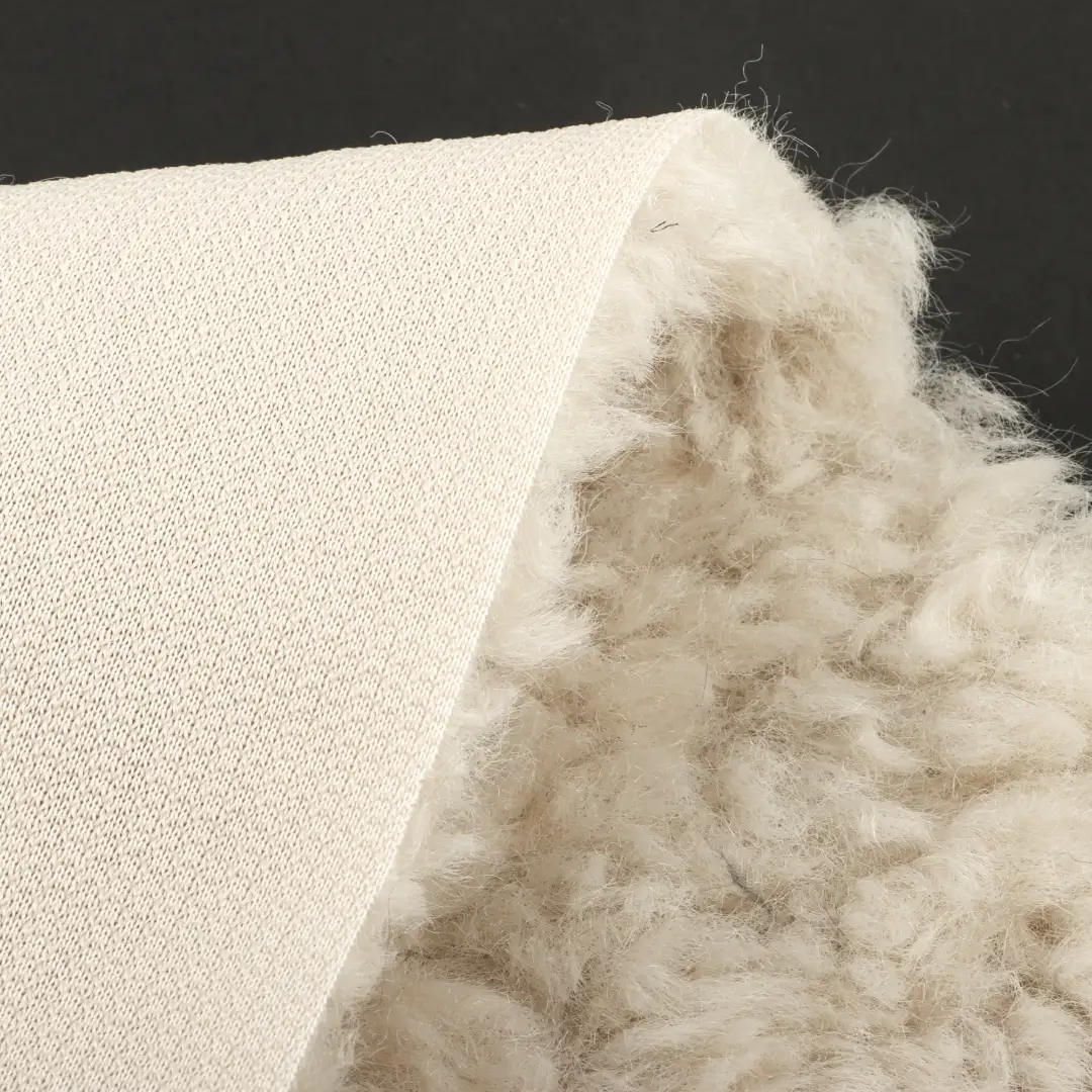 China Fabric for Jackets,Overcoat Fake Fur Knit Fabric Polyester Beige color buy from China wholesaler bulk order at wholesale price free worldwide shipping Alibaba