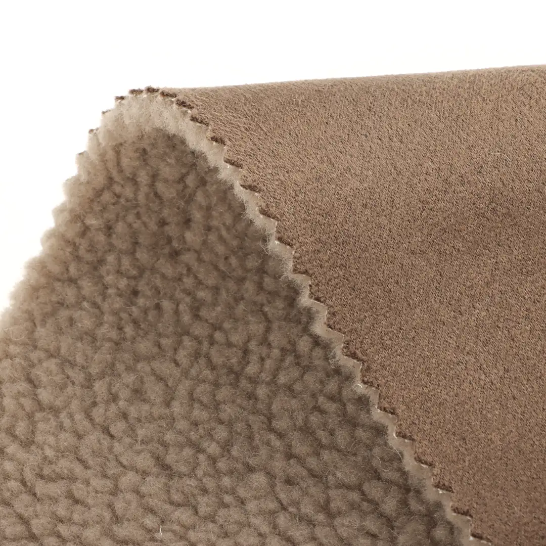 China Fabric for Jackets,Overcoat Sherpa Knit Fabric Polyester Brown color buy from China wholesaler bulk order at wholesale price free worldwide shipping Alibaba