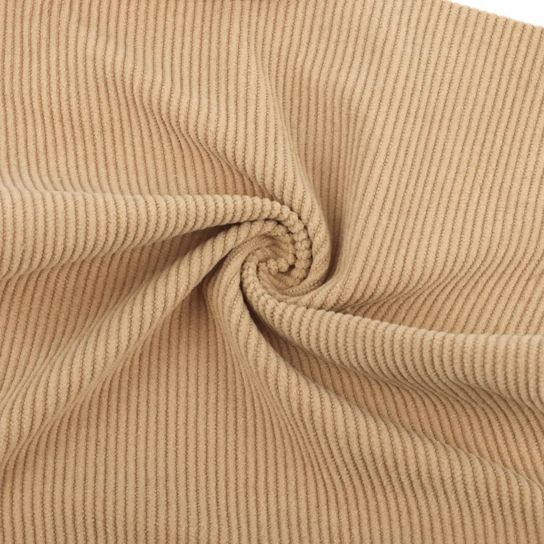 China Fabric for Pants,Jackets,Blazer knitted Corduroy Knit Fabric Polyester Khaki color buy from China wholesaler bulk order at wholesale price free worldwide shipping Alibaba
