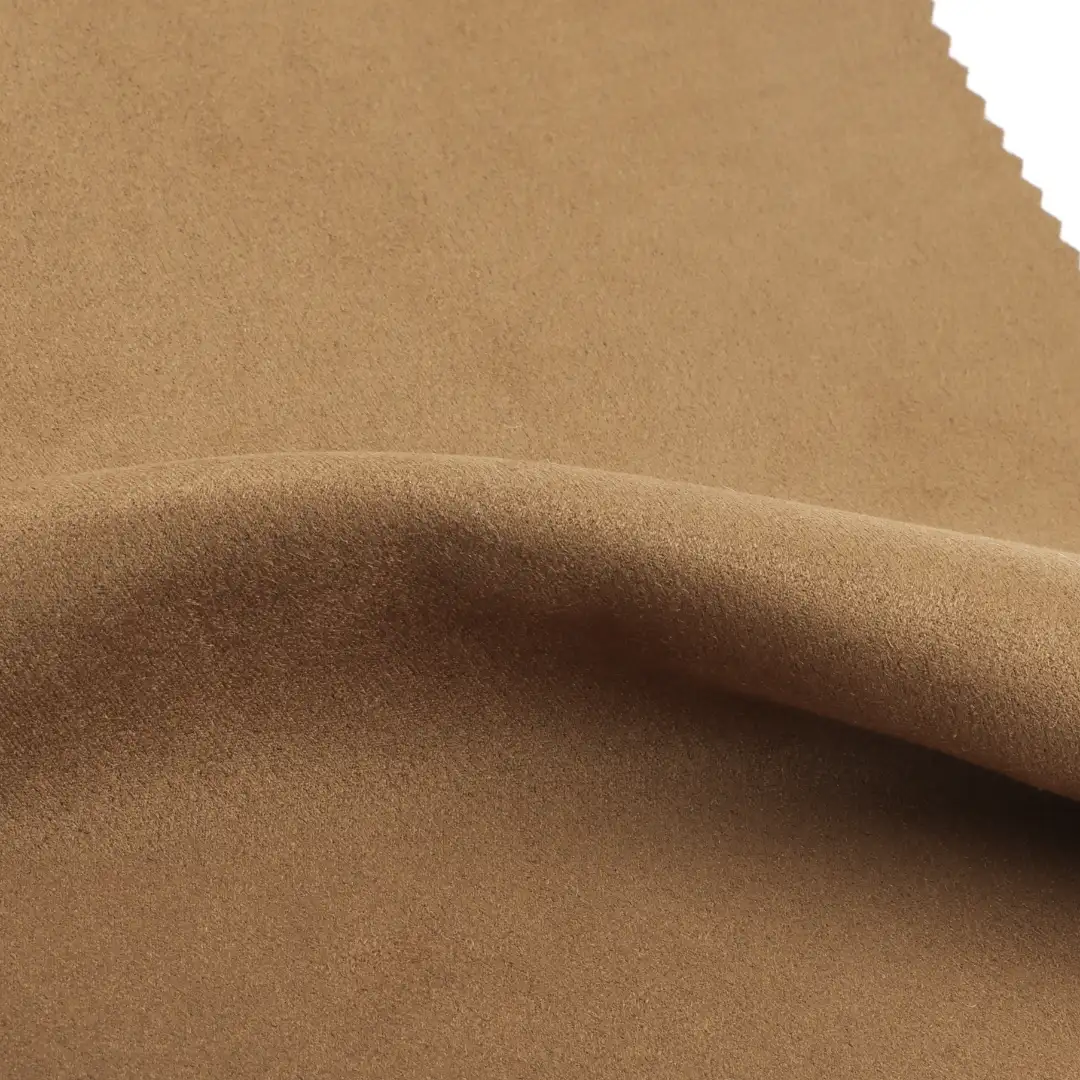 China Fabric for Jackets,Blazer,Trench Coat Suede Knit Fabric Polyester Spandex Brown color buy from China wholesaler bulk order at wholesale price free worldwide shipping Alibaba