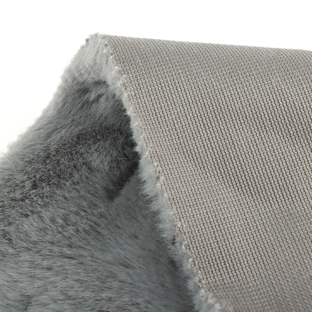 China Fabric for Jackets,Overcoat Fake Fur Knit Fabric Polyester grey color buy from China wholesaler bulk order at wholesale price free worldwide shipping Alibaba