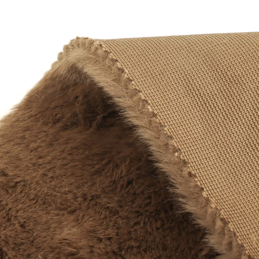 China Fabric for Jackets,Overcoat Fake Fur Knit Fabric Polyester Brown color buy from China wholesaler bulk order at wholesale price free worldwide shipping Alibaba