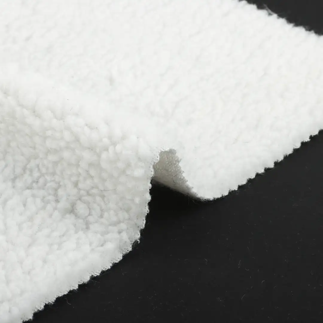 China Fabric for Jackets,Overcoat,Hoodie  (Sweater) Sherpa Knit Fabric Polyester white color buy from China wholesaler bulk order at wholesale price free worldwide shipping Alibaba