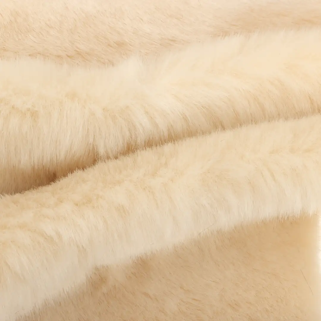 China Fabric for Jackets,Overcoat Fake Fur Knit Fabric Polyester Beige color buy from China wholesaler bulk order at wholesale price free worldwide shipping Alibaba