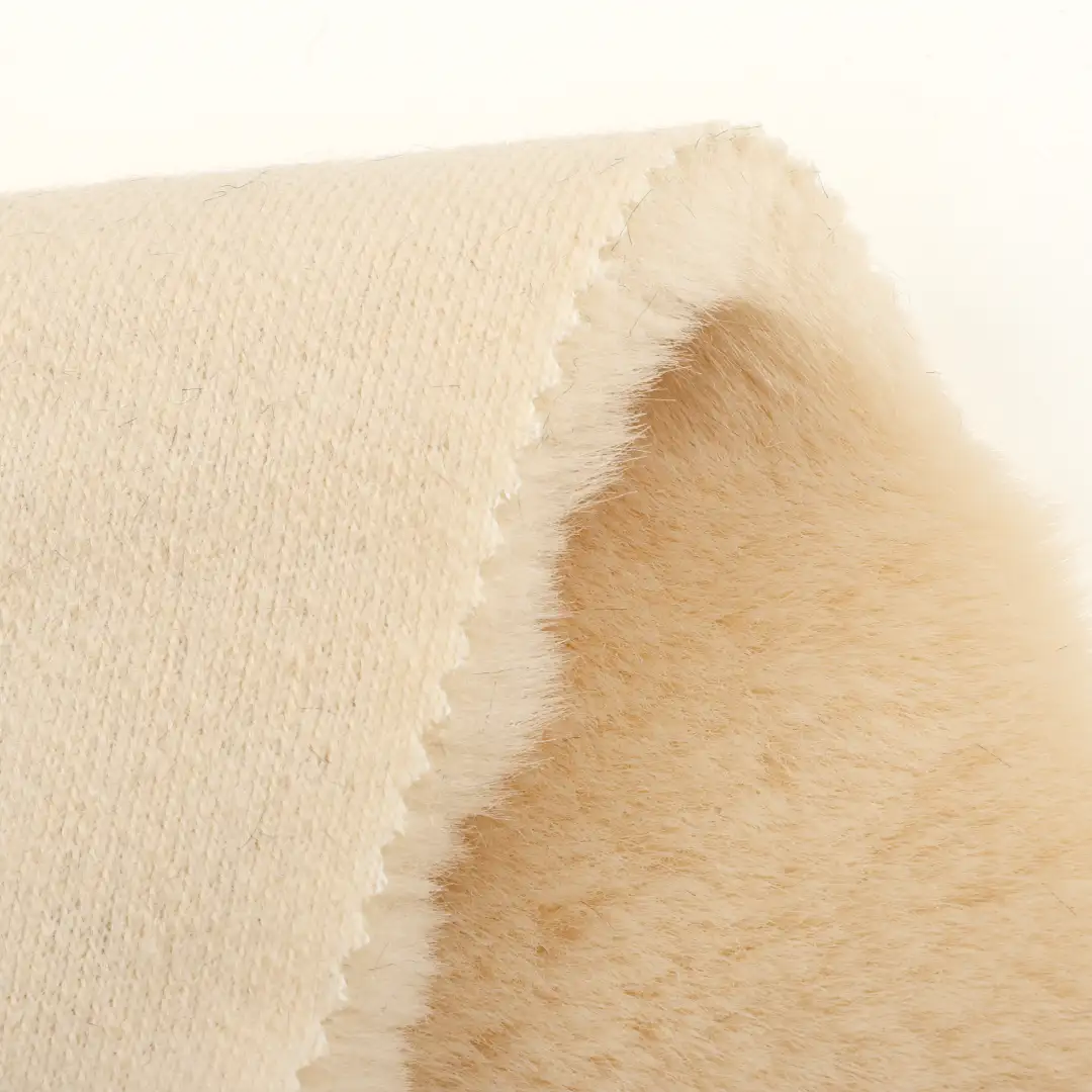 China Fabric for Jackets,Overcoat Fake Fur Knit Fabric Polyester Beige color buy from China wholesaler bulk order at wholesale price free worldwide shipping Alibaba