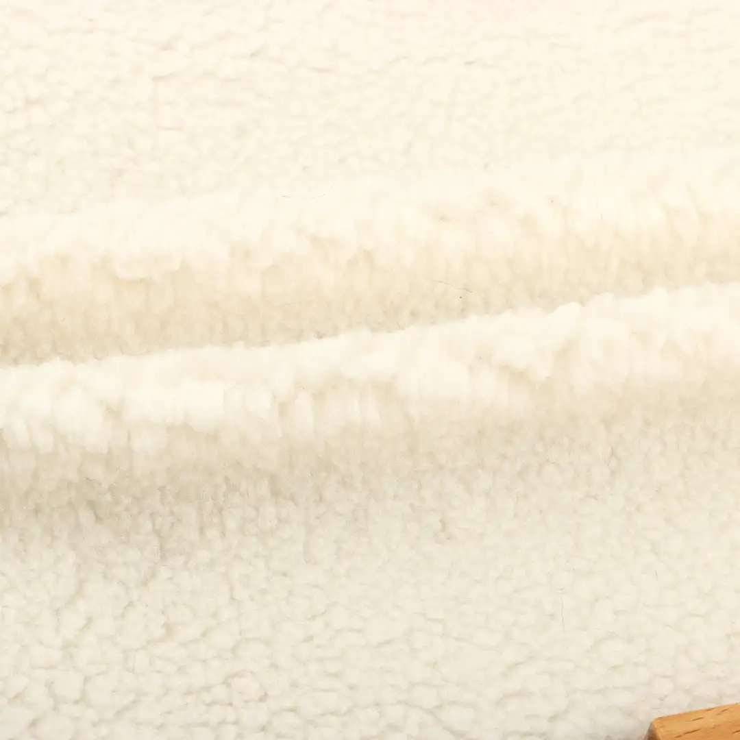 China Fabric for Overcoat Sherpa Knit Fabric Polyester cream color buy from China wholesaler bulk order at wholesale price free worldwide shipping Alibaba