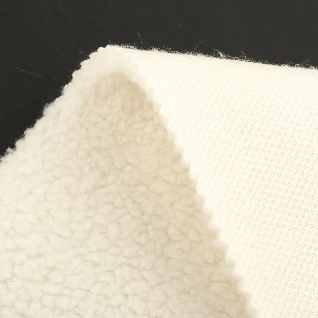 China Fabric for Overcoat Sherpa Knit Fabric Polyester cream color buy from China wholesaler bulk order at wholesale price free worldwide shipping Alibaba