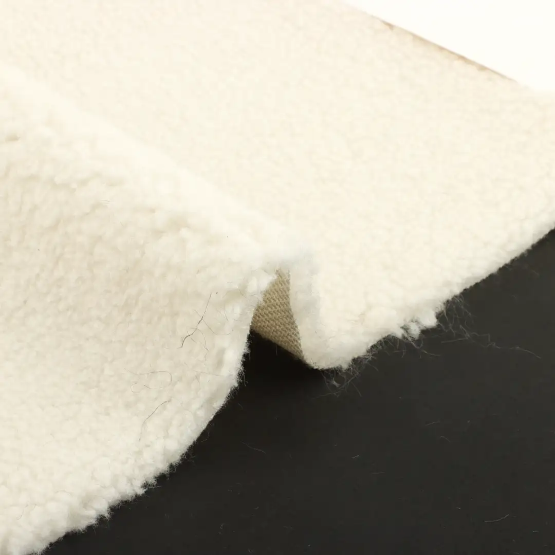 China Fabric for Jackets,Overcoat Sherpa Knit Fabric Polyester cream color buy from China wholesaler bulk order at wholesale price free worldwide shipping Alibaba