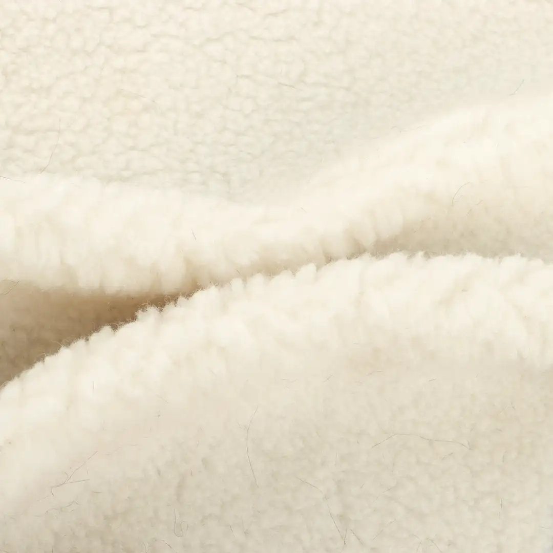 China Fabric for Jackets,Hoodie,Overcoat Sherpa Knit Fabric Polyester cream color buy from China wholesaler bulk order at wholesale price free worldwide shipping Alibaba