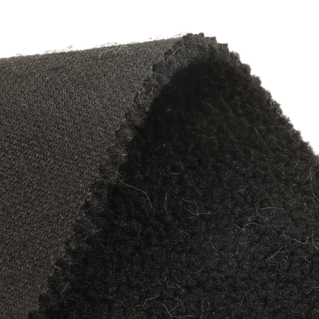 China Fabric for Overcoat Sherpa Knit Fabric Polyester black color buy from China wholesaler bulk order at wholesale price free worldwide shipping Alibaba