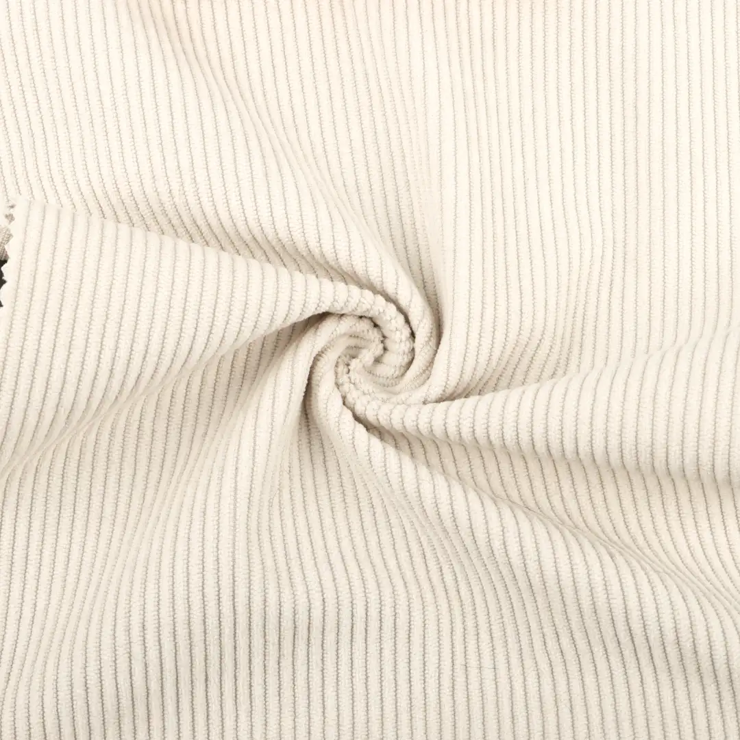 China Fabric for Pants,Hoodie,Overcoat knitted Corduroy Knit Fabric Polyester Beige color buy from China wholesaler bulk order at wholesale price free worldwide shipping Alibaba