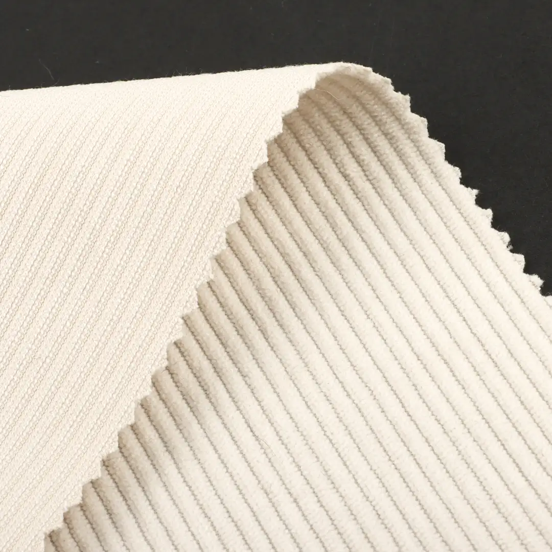 China Fabric for Pants,Hoodie,Overcoat knitted Corduroy Knit Fabric Polyester Beige color buy from China wholesaler bulk order at wholesale price free worldwide shipping Alibaba