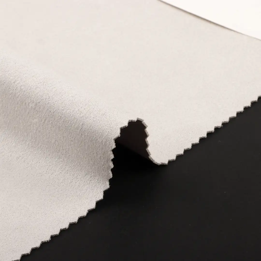 China Fabric for Jackets,Skirt,Trench Coat,Overcoat,Waist coat Suede Knit Fabric Polyester Spandex Grey color buy from China wholesaler bulk order at wholesale price free worldwide shipping Alibaba