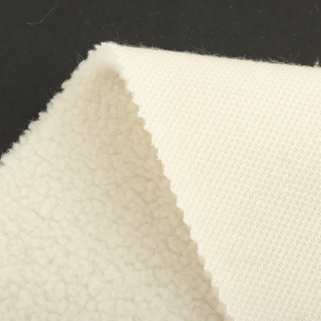 China Fabric for Jackets,Hoodie,Overcoat Sherpa Knit Fabric Polyester cream color buy from China wholesaler bulk order at wholesale price free worldwide shipping Alibaba