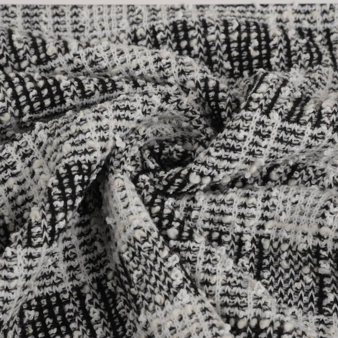 China Fabric for Jackets,Blazer,Trench Coat Weft Jacquard Knit Fabric Cotton Polyester Grey Check color buy from China wholesaler bulk order at wholesale price free worldwide shipping Alibaba