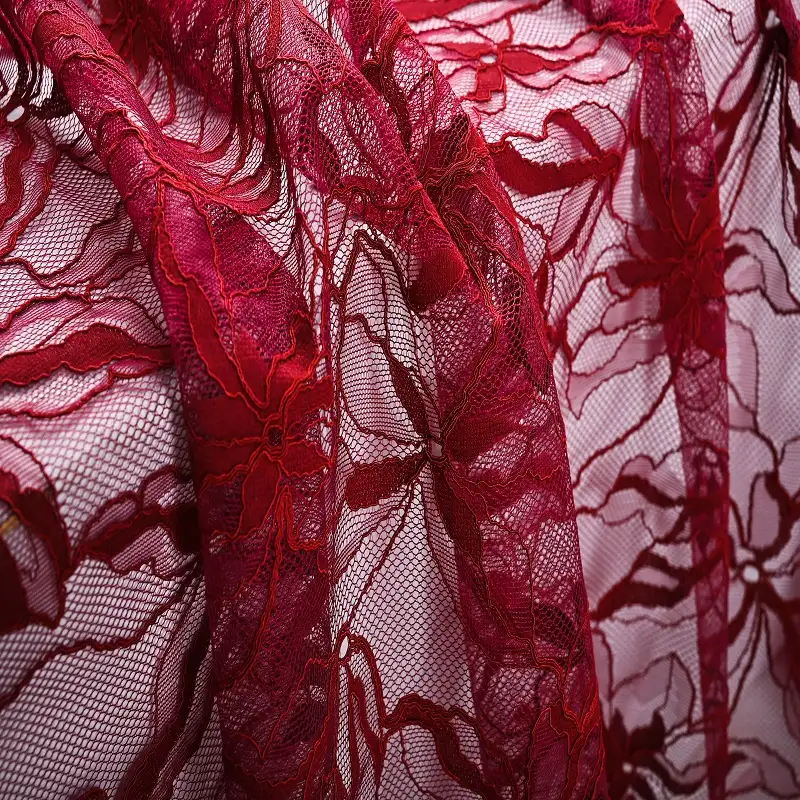 China Fabric for Shirt,Skirt,Dresses (Pullover)  Lace Knit Fabric Cotton Nylon Rayon DarkRed color buy from China wholesaler bulk order at wholesale price free worldwide shipping Alibaba