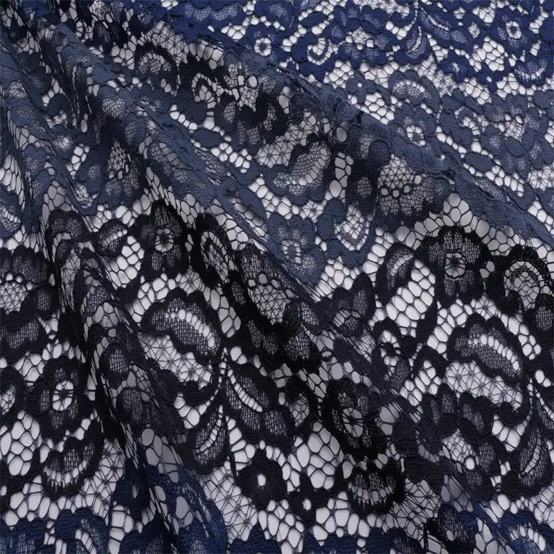 China Fabric for Shirt,Skirt Lace Knit Fabric Polyester Navy color buy from China wholesaler bulk order at wholesale price free worldwide shipping Alibaba