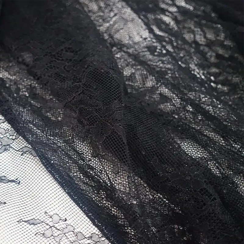 China Fabric for Skirt Lace Knit Fabric Nylon Black color buy from China wholesaler bulk order at wholesale price free worldwide shipping Alibaba