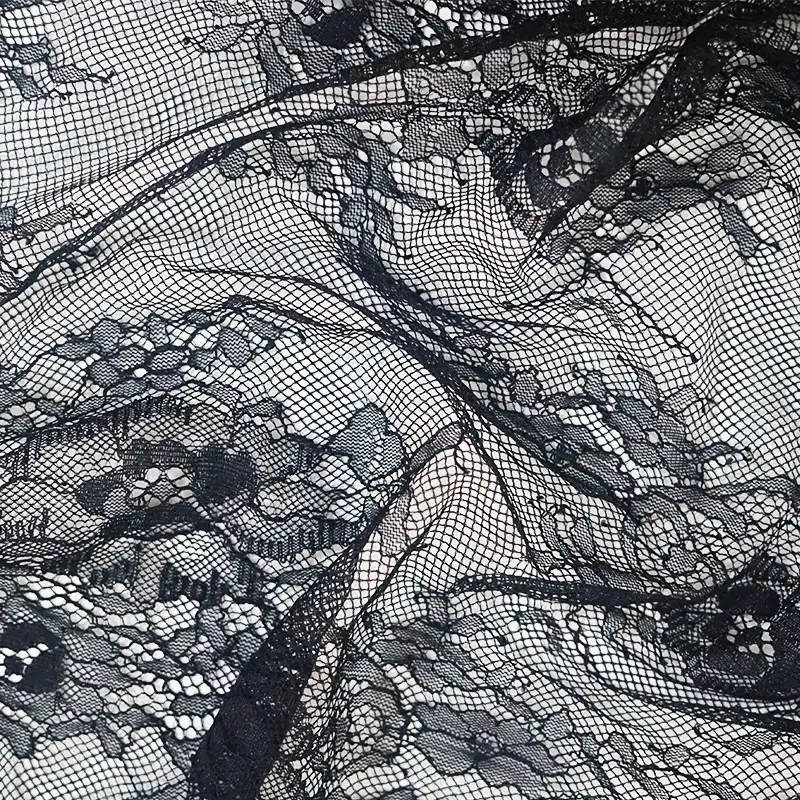 China Fabric for Skirt Lace Knit Fabric Nylon Black color buy from China wholesaler bulk order at wholesale price free worldwide shipping Alibaba