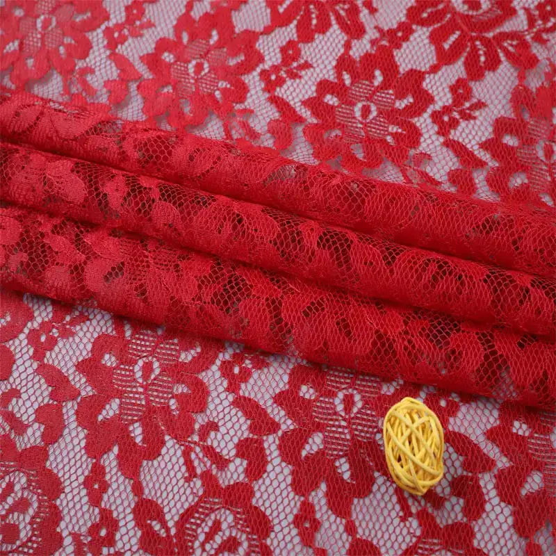 China Fabric for Shirt,Skirt Lace Knit Fabric Polyester Red color buy from China wholesaler bulk order at wholesale price free worldwide shipping Alibaba