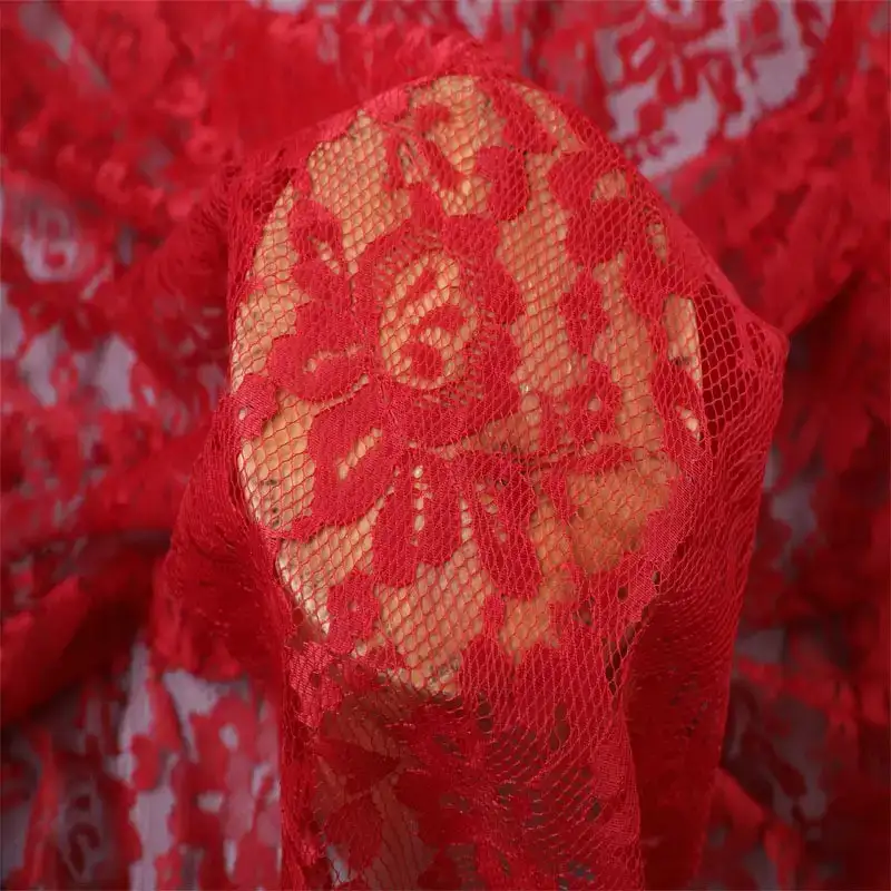 China Fabric for Shirt,Skirt Lace Knit Fabric Polyester Red color buy from China wholesaler bulk order at wholesale price free worldwide shipping Alibaba