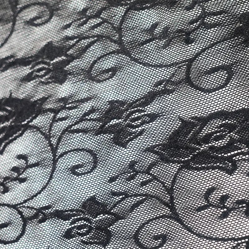 China Fabric for Skirt Lace Knit Fabric Nylon Spandex Black color buy from China wholesaler bulk order at wholesale price free worldwide shipping Alibaba