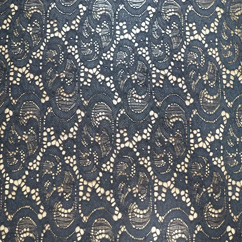 China Fabric for Shirt,T-Shirt,Skirt Lace Knit Fabric Nylon Spandex Black color buy from China wholesaler bulk order at wholesale price free worldwide shipping Alibaba